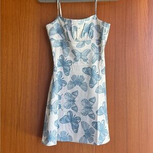 Blue butterfly mini dress
